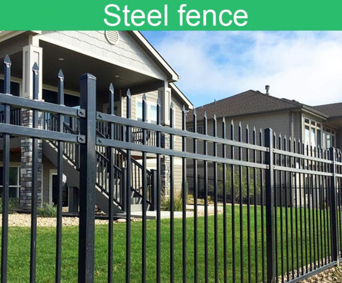Black Outdoor Metal Easily Assembled Steel Picket Fence 6ft X 8ft Wrought Iron Fence Steel Fence For Sale