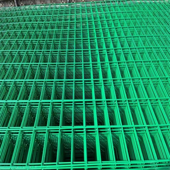PVC coated welded wire mesh panel with square holes — close-up view